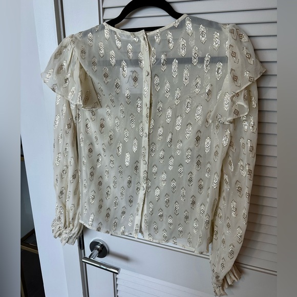 NWT LoveShackFancy Erin Blouse Cream With Metallic - Picture 14 of 16